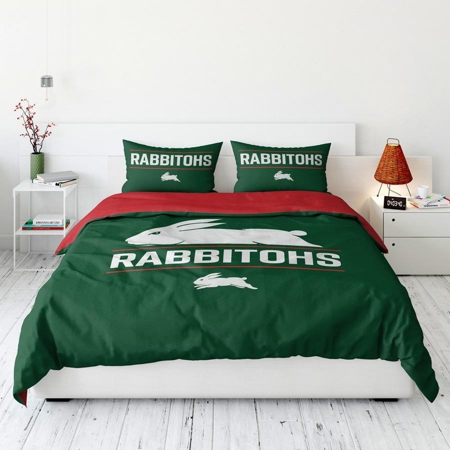 SALE South Sydney Rabbitohs Logo Doona Quilt Cover Set - King Size