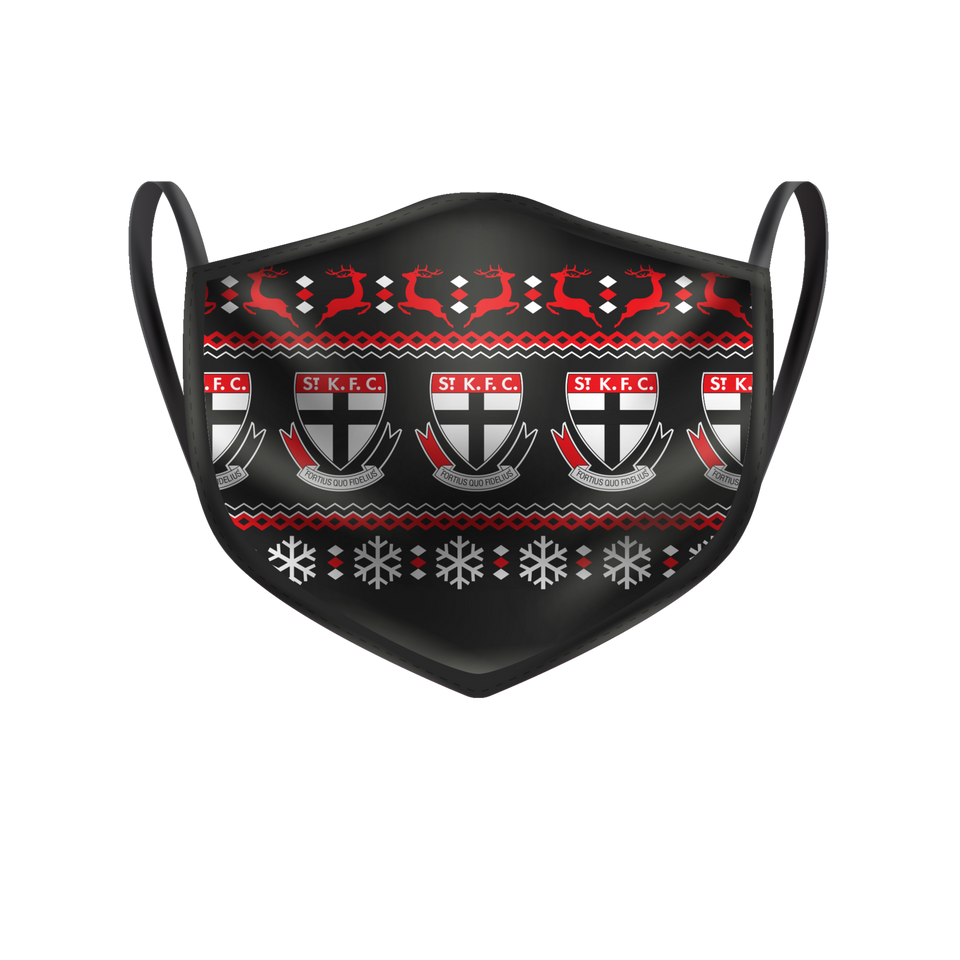 St Kilda Saints 2 Pack 3 Ply Ugly Face Mask Christmas