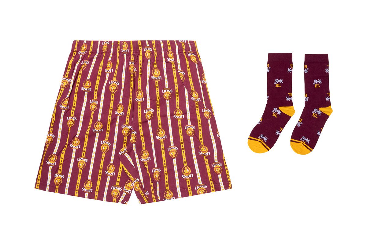 SALE SALE SALE Brisbane Lions Men's Boxer Shorts & Sock Gift Pack