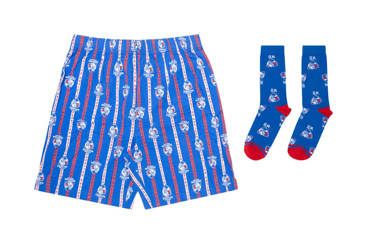 SALE SALE SALE Western Bulldogs Men's Boxer Shorts & Sock Gift Pack