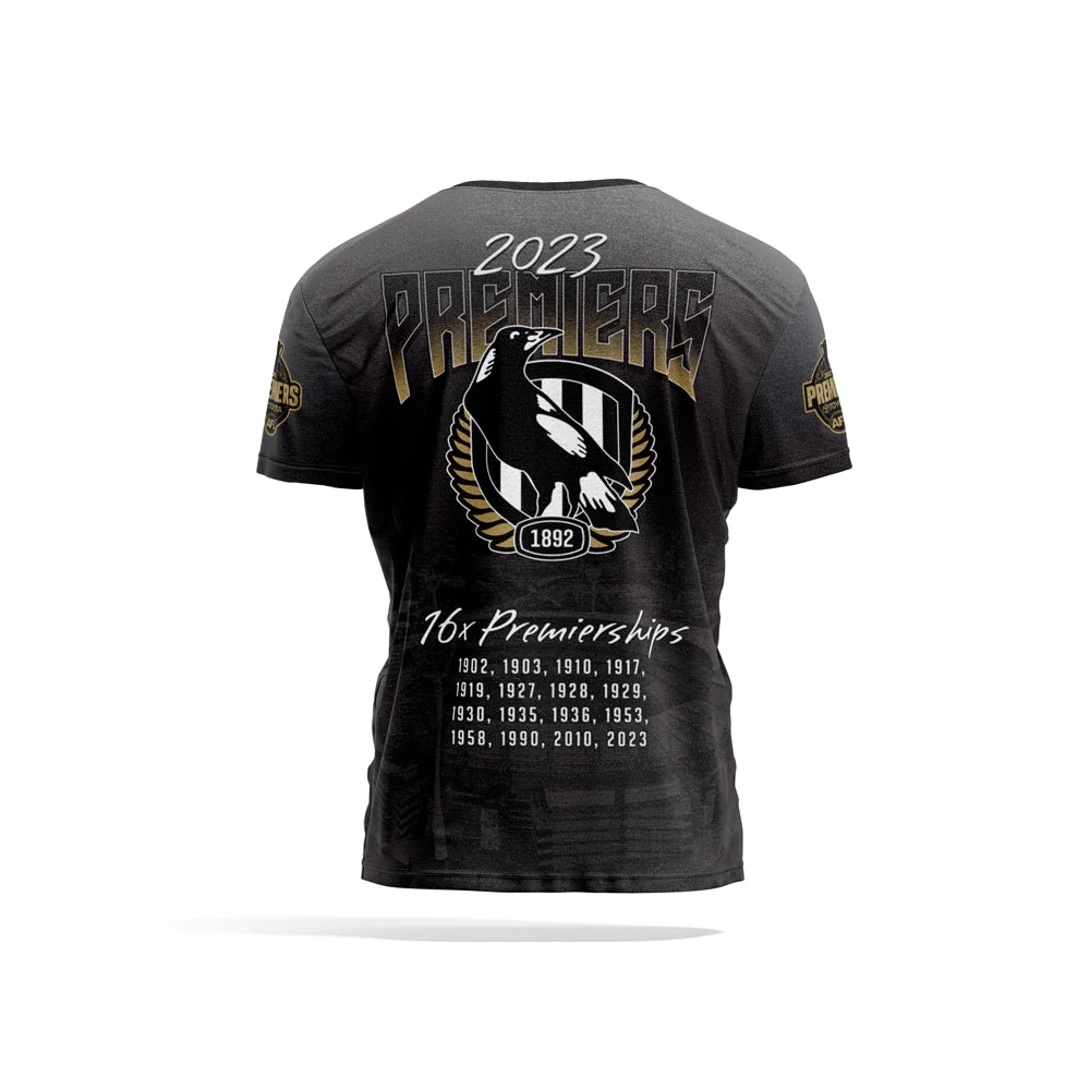 New Year SALE Collingwood Magpies 2023 Premiers Adults Sublimated Tee