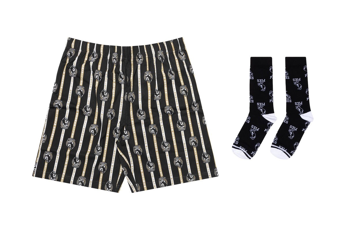 SALE SALE SALE Collingwood Magpies Men's Boxer Shorts & Sock Gift Pack