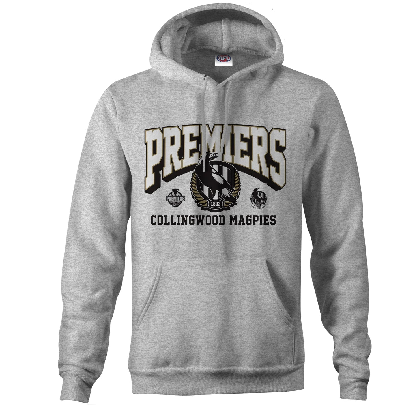STOCKTAKE SALE 2023 AFL Premiers Collingwood Magpies Adults Grey Hoody