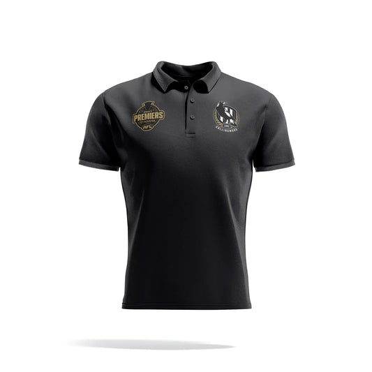 Collingwood Magpies 2023 Premiers Adults Gold Logo Polo Shirt