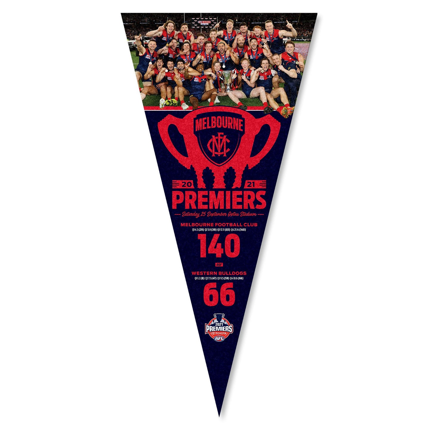 STOCKTAKE SALE Premiersip Melbourne Demons 2021 Premiership Players And Score Pennant 2021 AFL Melbourne Demons Premiership Pennant