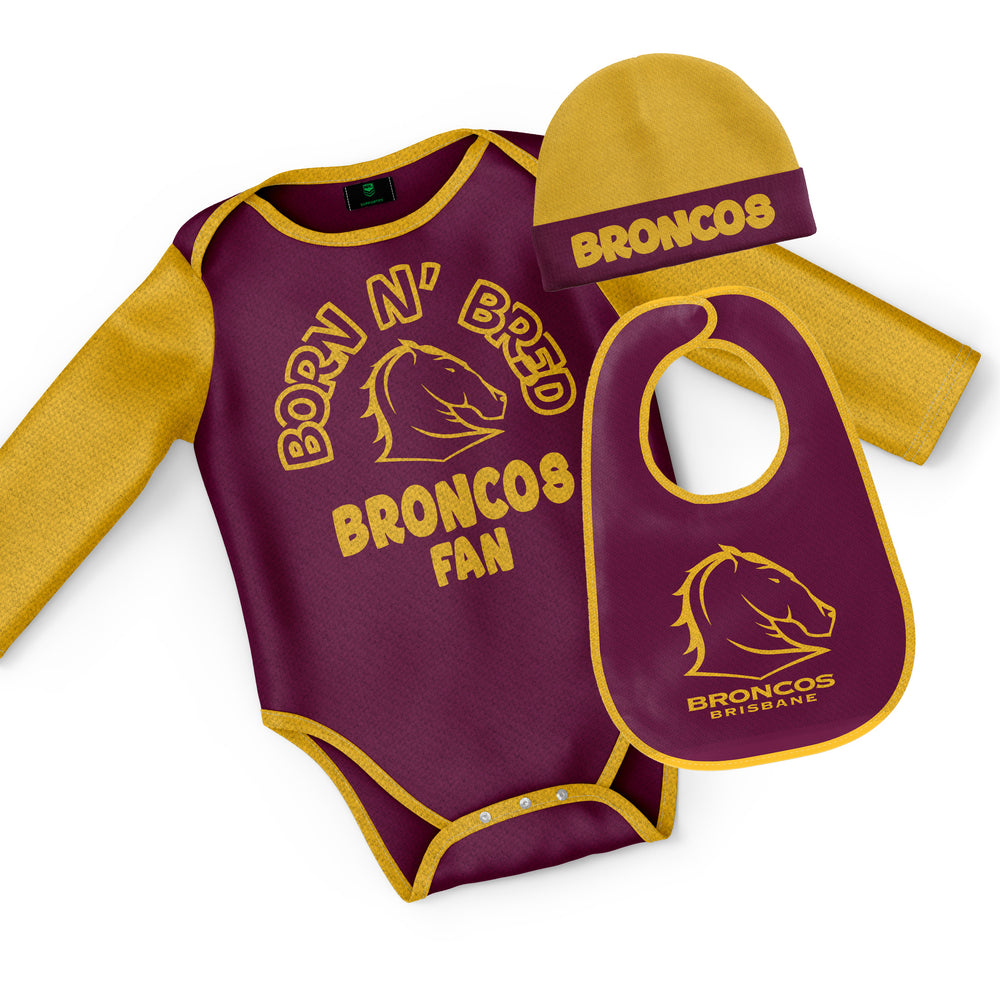 Nrl Brisbane Broncos 3pc baby set