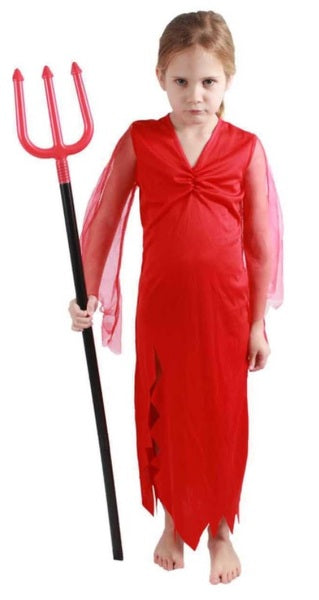 Child Red Devil Girl Dress Costume