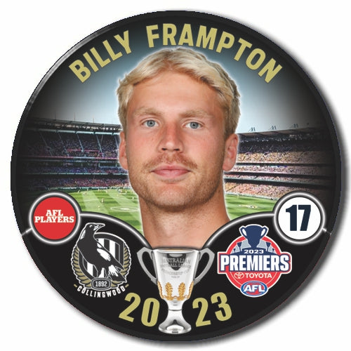 SALE SALE SALE 2023 AFL Collingwood Premiership Player Badge - Billy Frampton