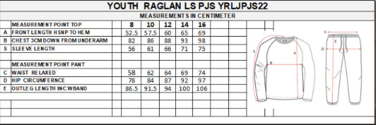 SALE SALE SALE Collingwood Magpies Youths Raglan Sleeve Cuffed PJ Set