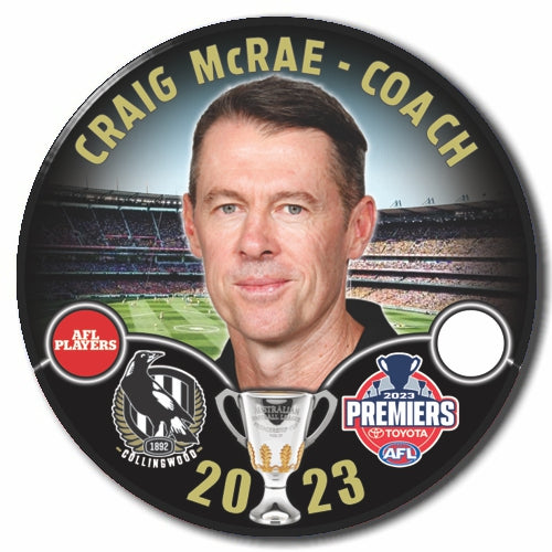 AFL Collingwood Premiership Badge - Craig McRae (Coach)