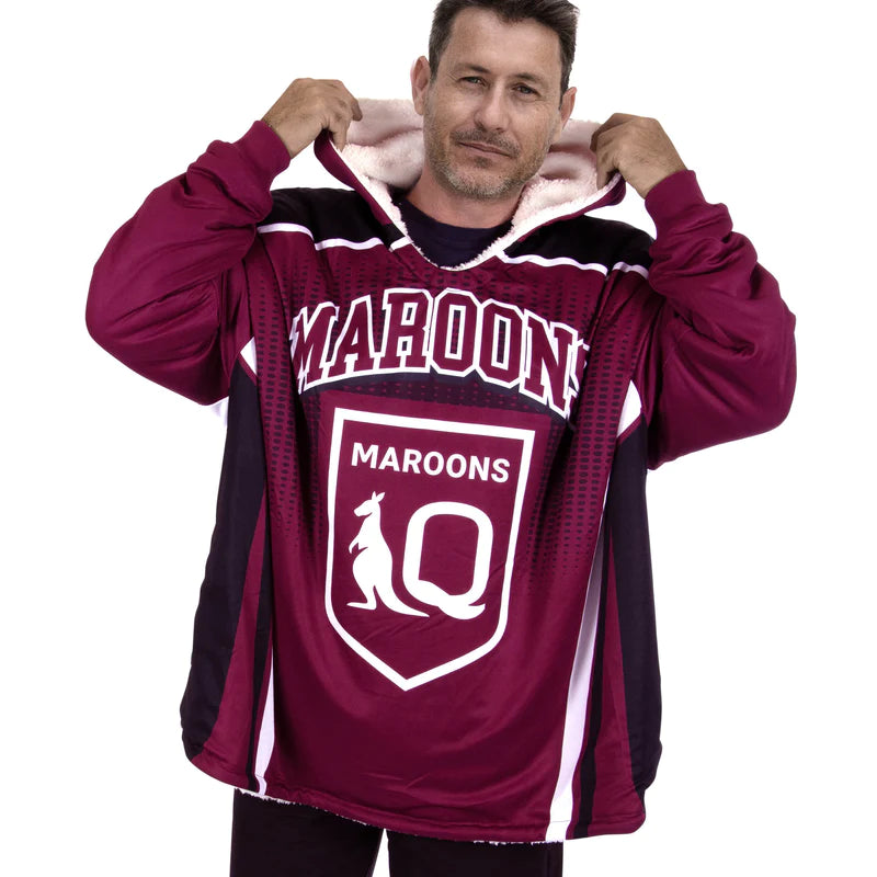 SALE SALE SALE QLD Maroons Oversized Fleece Hoodie - Youth