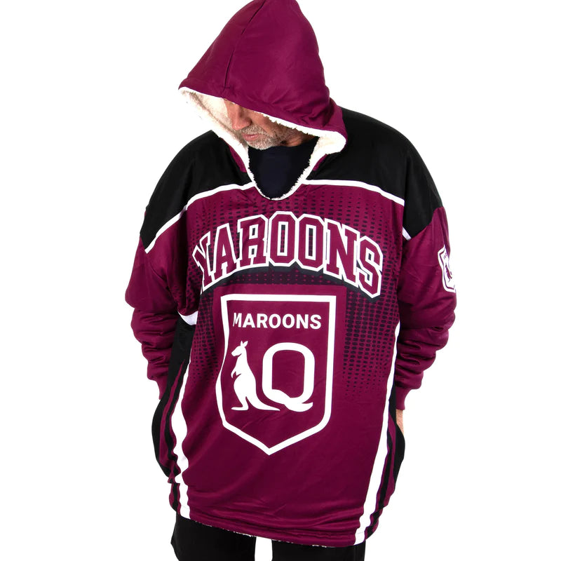 SALE SALE SALE QLD Maroons Oversized Fleece Hoodie - Youth