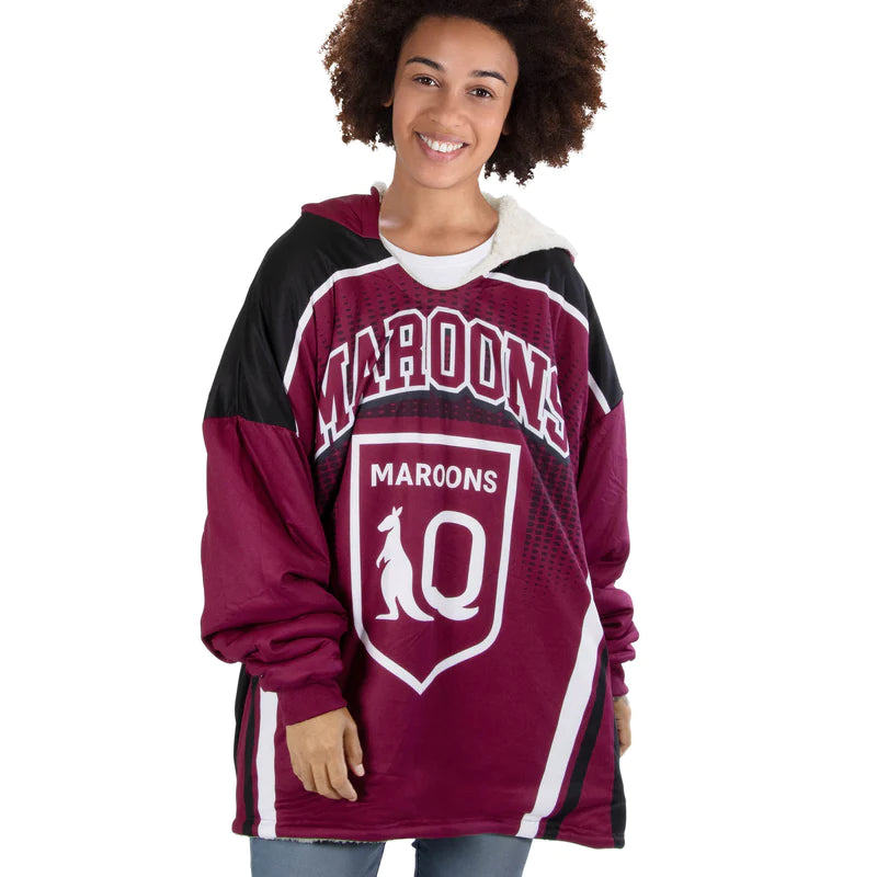 SALE SALE SALE QLD Maroons Oversized Fleece Hoodie - Youth