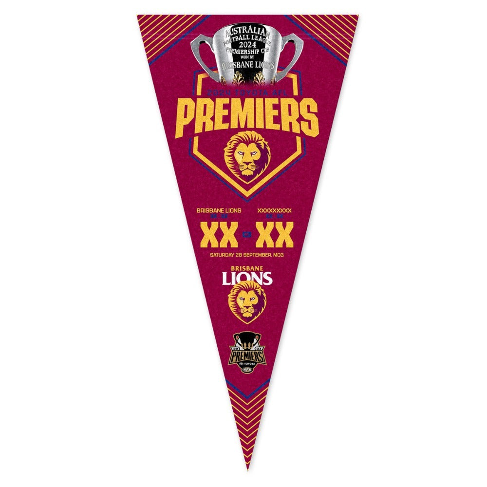 SALE SALE SALE Brisbane Lions 2024 Premiers Score Felt Pennant