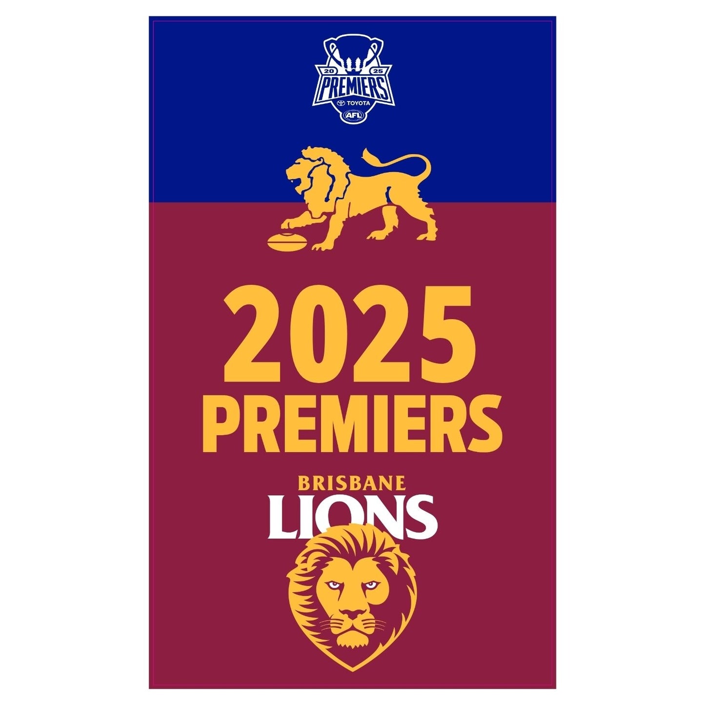 AFL Premiership 2025 Brisbane Lions Flag 90cm X 150cm
