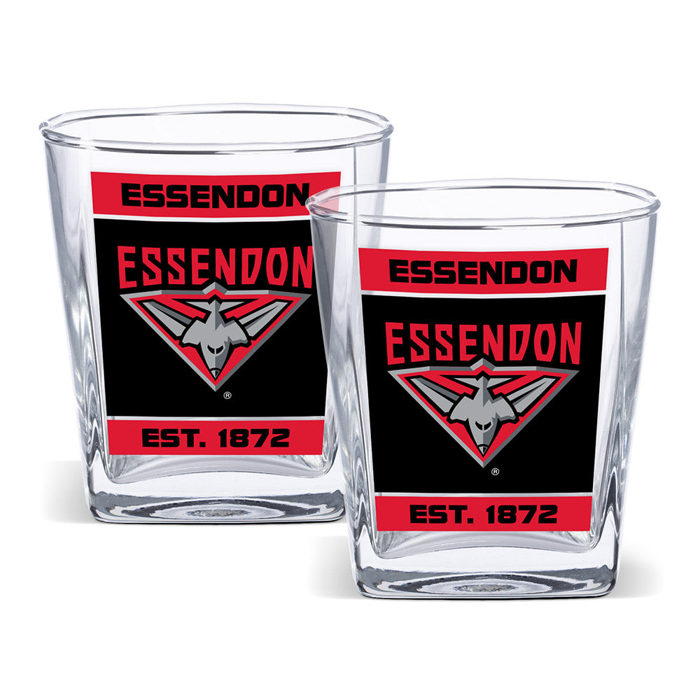 Essendon Bombers Set Of 2 Spirit Glasses
