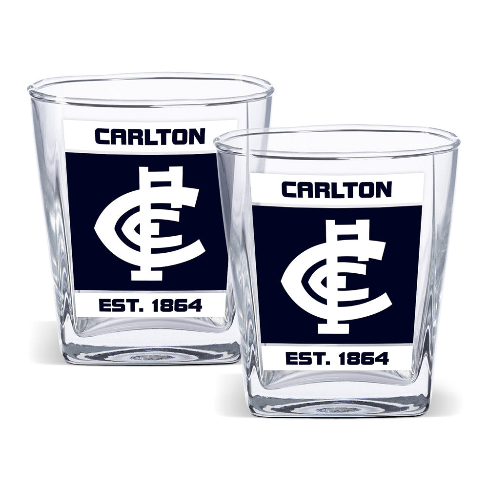 Carlton Blues Set Of 2 Spirit Glasses AFL