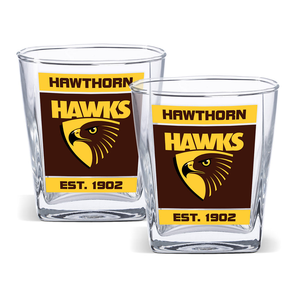 Hawthorn Hawks Set Of 2 Spirit Glasses