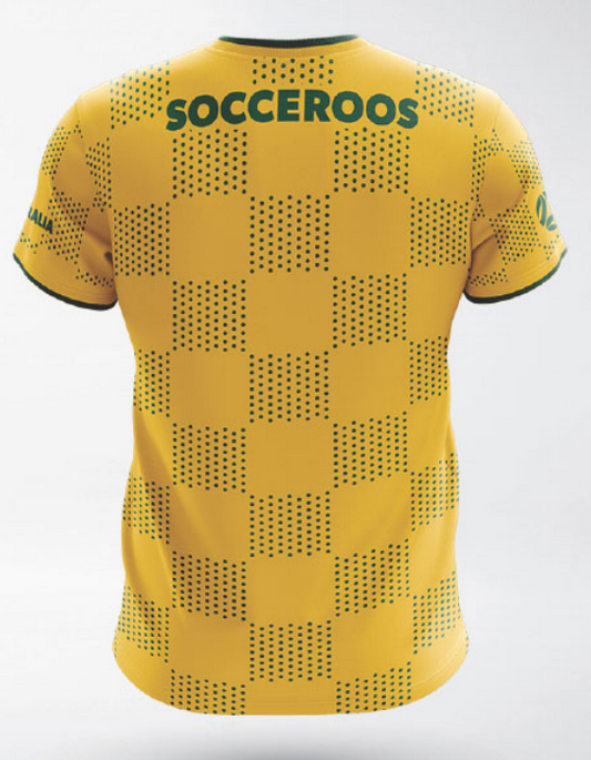 Socceroos Adult Gold Grid Supporter Tee
