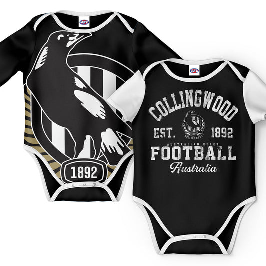 Collingwood Magpies AFL 2pc Bodysuit Gift Set