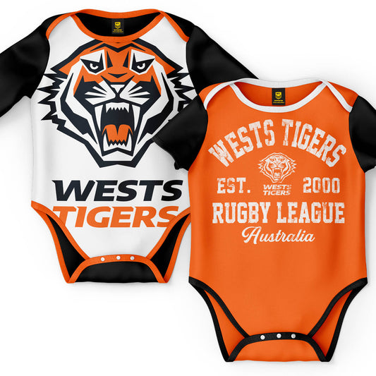 Wests Tigers NRL 2pc Bodysuit Gift Set