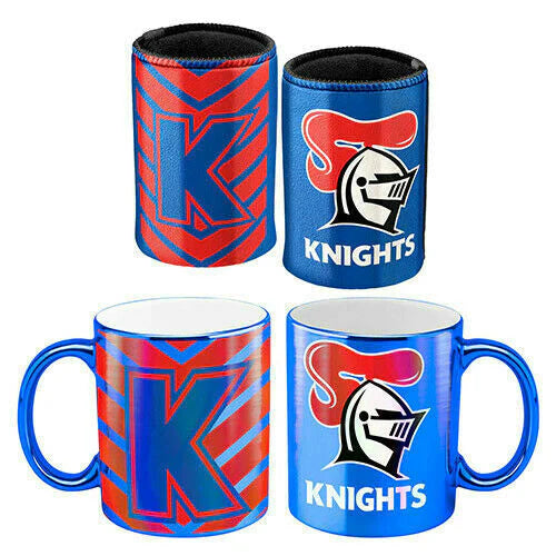 Newcastle Knights Metallic Can Cooler and Mug Gift Pack