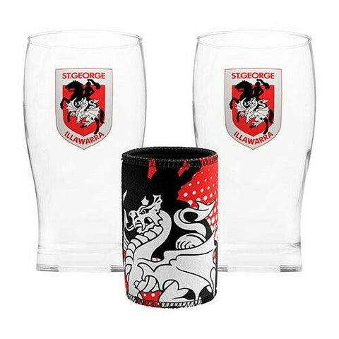 St George Illawarra Dragons Pint Glasses & Can Cooler