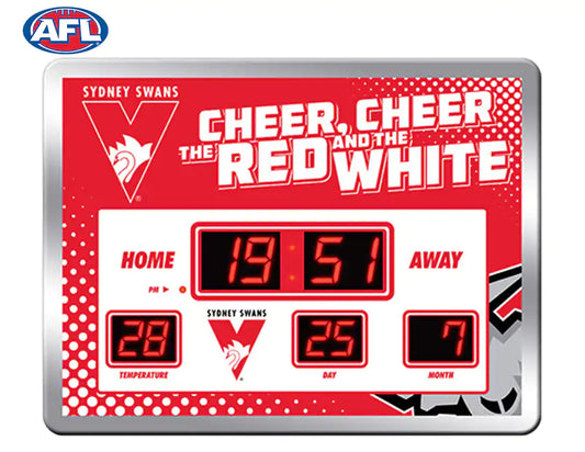 Sydney Swans AFL Glass Scoreboard LED Clock