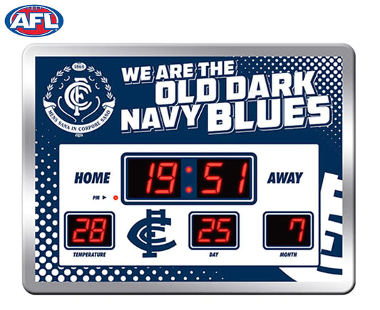 Carlton Blues AFL Glass Scoreboard LED Clock