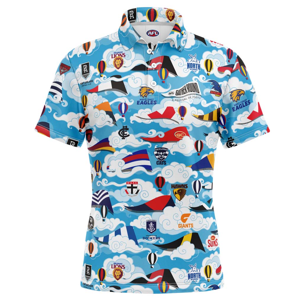 STOCKTAKE SALE AFL Gather Round Skyhigh Party Polo Shirt