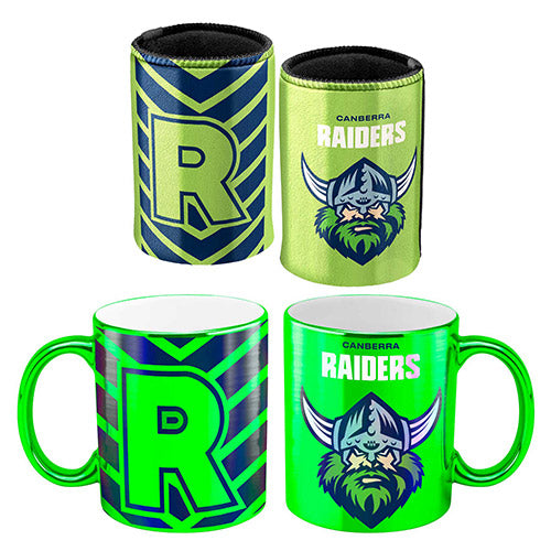 Canberra Raiders Metallic Can Cooler and Mug Gift Pack