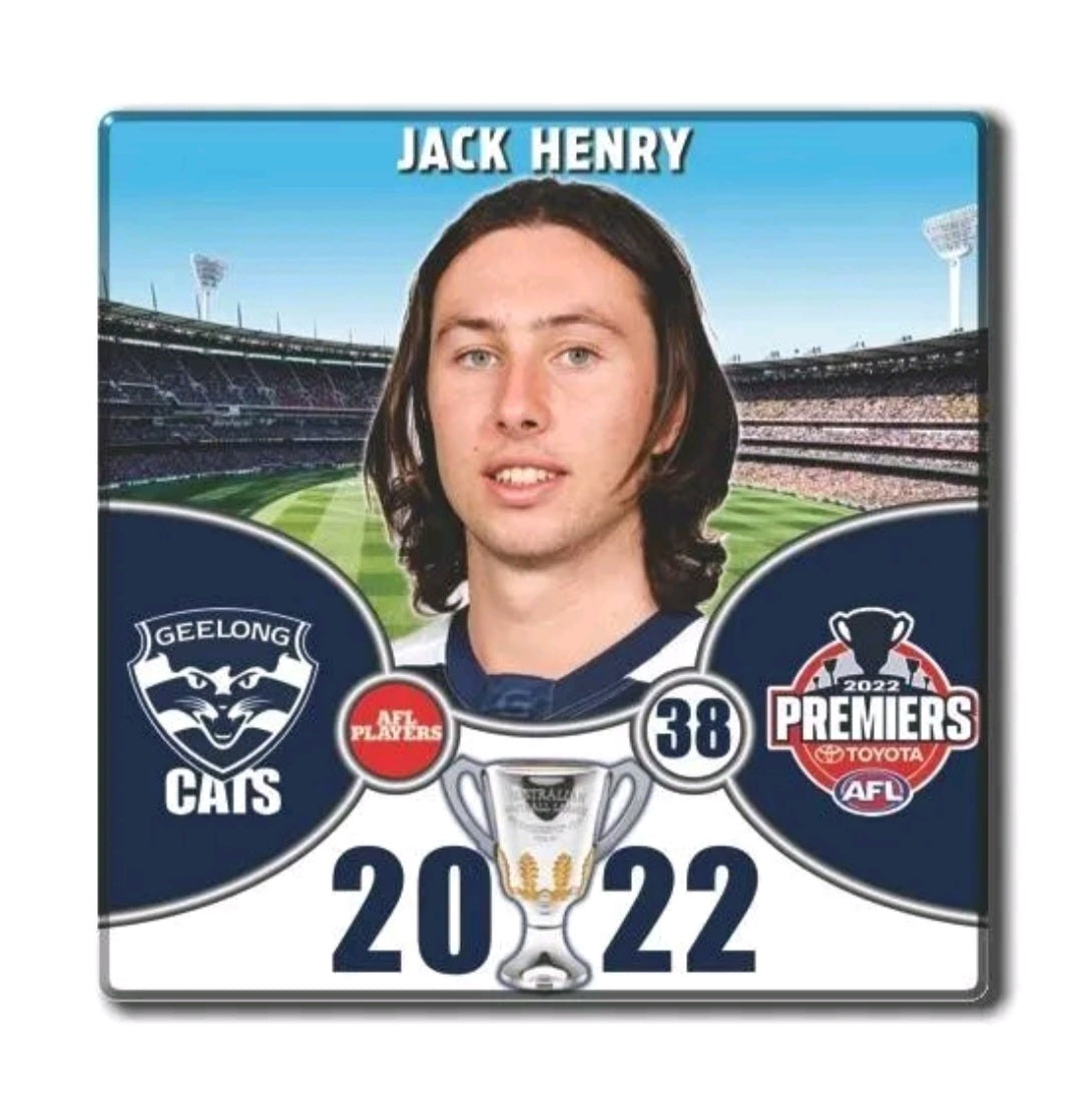 2022 AFL Geelong Premiership Player Badges, Magnet, Coaster - Jack Henry