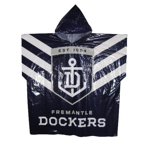 FREMANTLE DOCKERS
Official AFL Logo Plastic Poncho Rain Coat & Hood