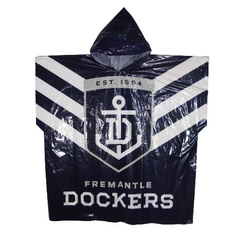 FREMANTLE DOCKERS

 Official AFL Logo Plastic Poncho Rain Coat & Hood