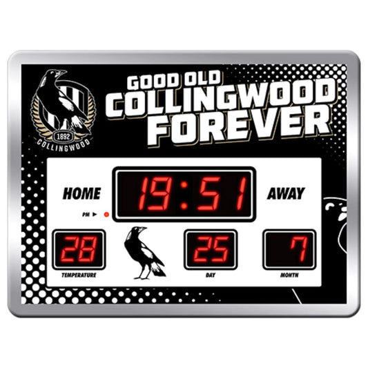 Collingwood Magpies AFL Glass Scoreboard LED Clock