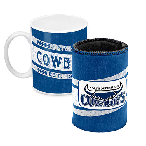 North QLD Queensland Cowboys NRL Ceramic Coffee Mug Cup & Can Cooler
