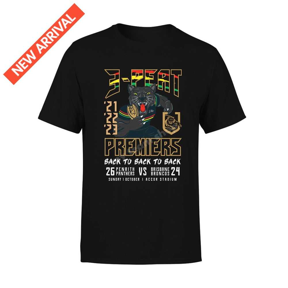 STOCKTAKE SALE            2023 NRL Penrith Panthers Adults Caricature Premiership Tee