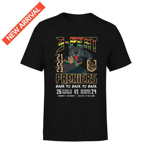 STOCKTAKE SALE            2023 NRL Penrith Panthers Adults Caricature Premiership Tee