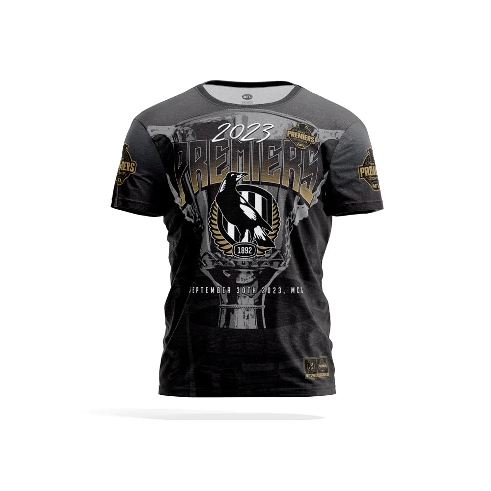New Year SALE Collingwood Magpies 2023 Premiers Adults Sublimated Tee