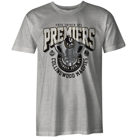 SALE SALE  SALE           2023 AFL Premiers Collingwood Magpies Grey Youth Tee