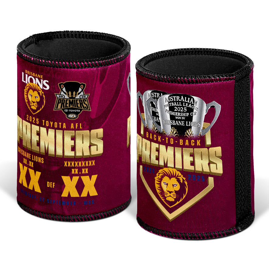 2025 Brisbane Lions Premiers Score Can Cooler