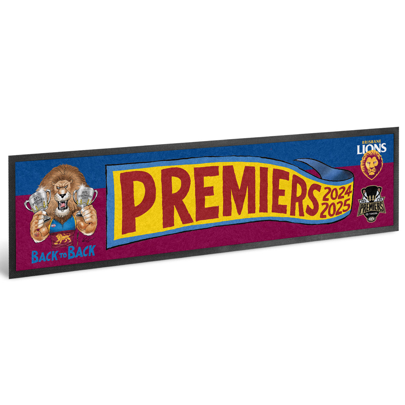 2025 Brisbane Lions Premiers Caricature Bar Runner