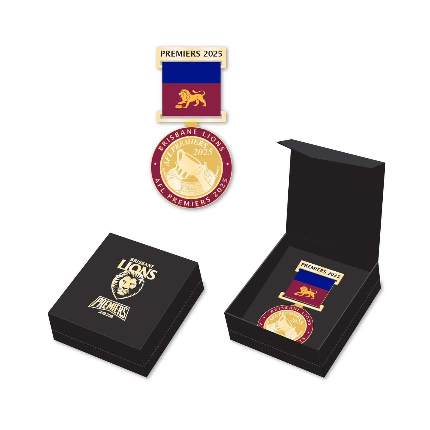 Brisbane Lions 2025 Premiers Medal with Ribbon (Boxed) (Pre Order)