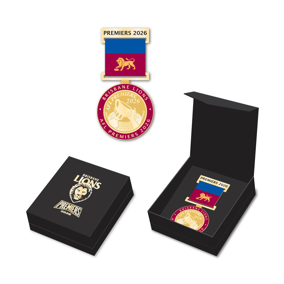 Brisbane Lions 2026 Premiers Medal with Ribbon (Boxed) (Pre Order)