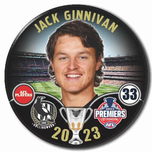 SALE SALE SALE 2023 AFL Collingwood Premiership Player Badge Jack Gi