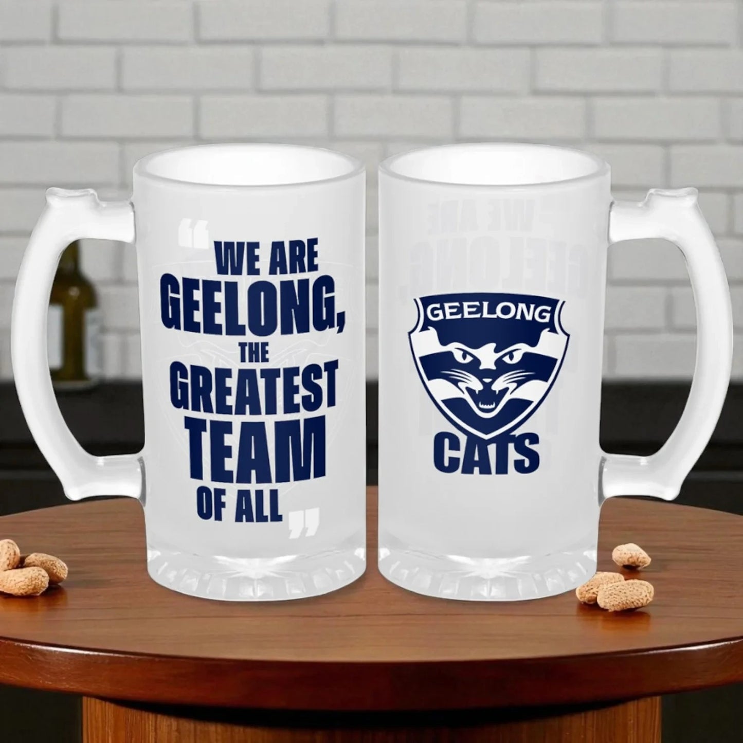 Geelong Cats Frosted Stein Glass