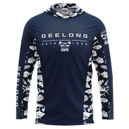 SALE SALE SALE      Geelong Cats 'Reef Runner’ Hooded Fishing Shirt