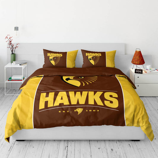 SALE Hawthorn Hawks Quilt Doona Cover Set - King Size