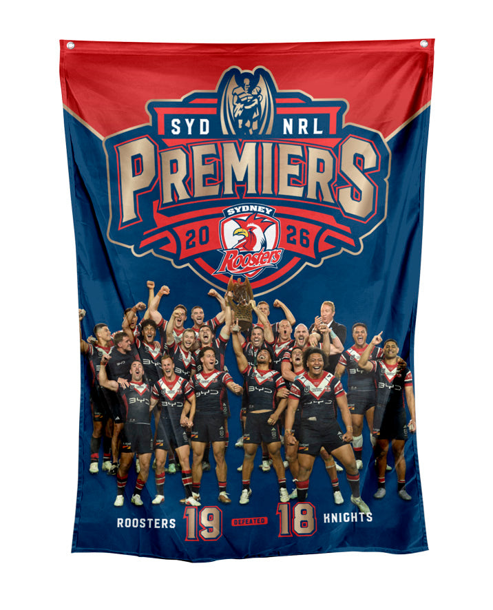 Sydney Roosters 2026 Premiers Team Photo Wall Flag (Pre Order)