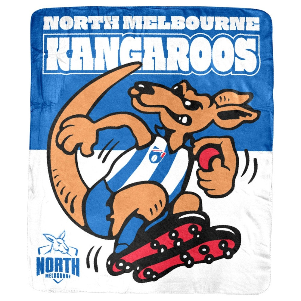 SALE SALE SALE          North Melbourne Kangaroos Mascot Coral Fleece Throw Rug